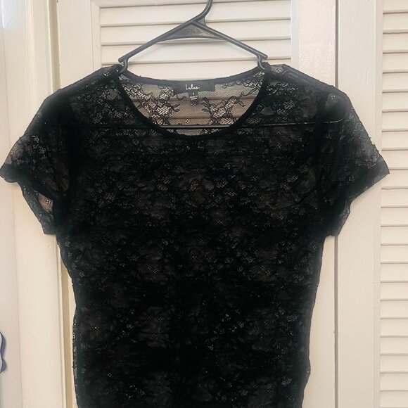 NWOT Lulus Black Lace Top - SM - Picture 3 of 3